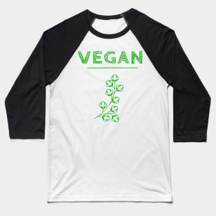 Vegan - Green Pen Effect with Leaves Baseball T-Shirt